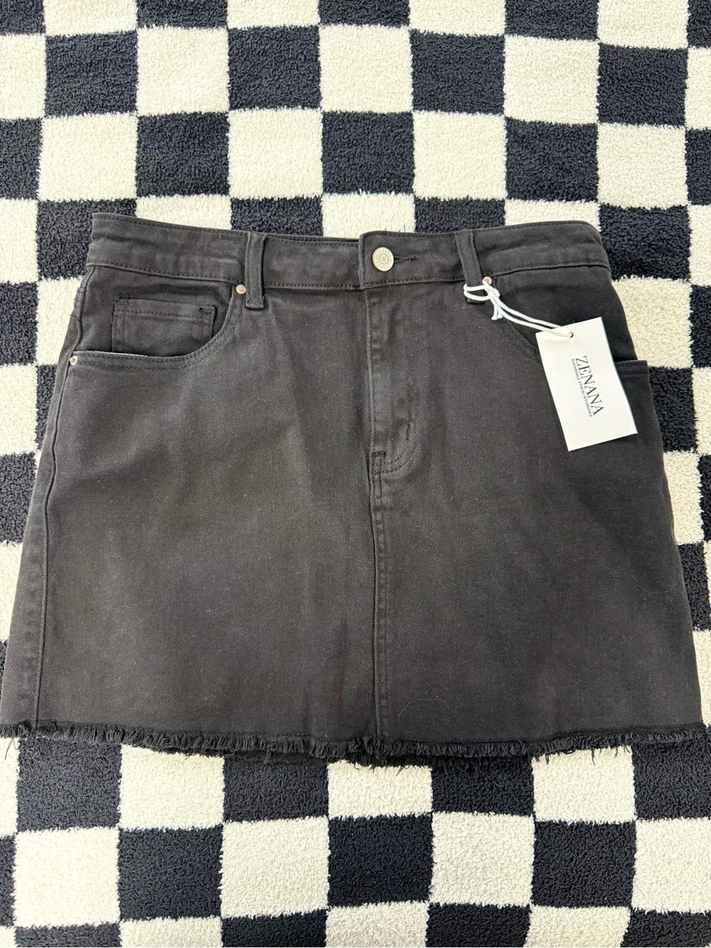 Zenana Outfitters Black Mini Denim Skirt